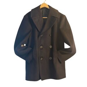 Vintage U.S. Navy Peacoat Cold War Era 1960s Military Anchor Buttons Tagged Wool